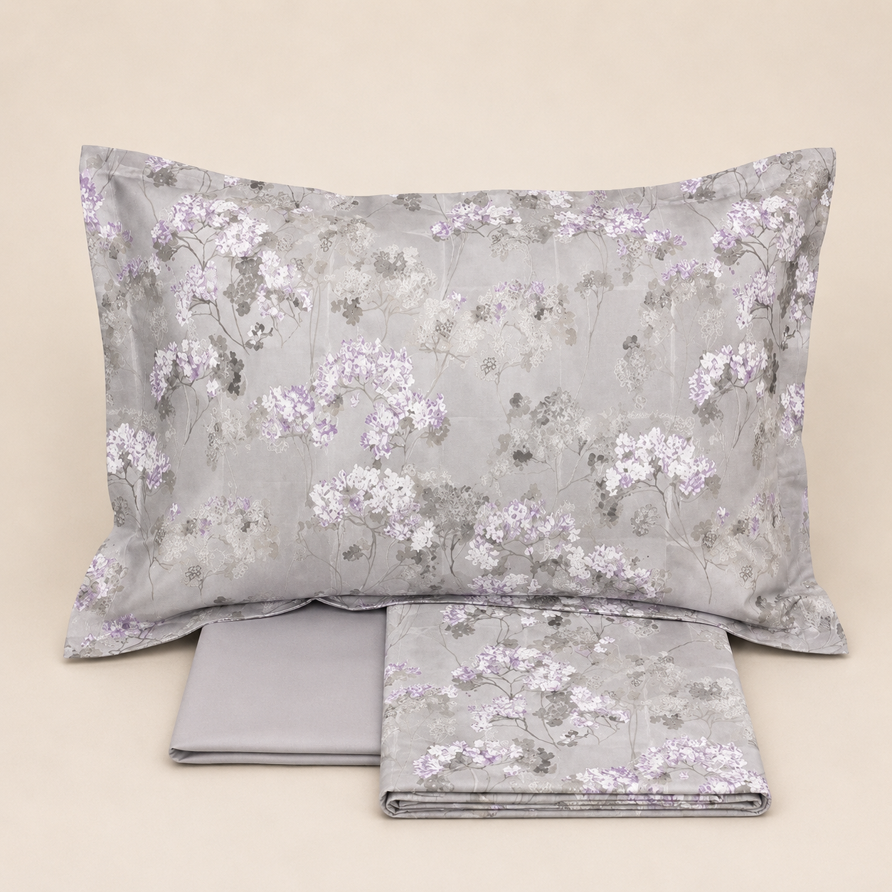 Completo Letto Matrimoniale Boboli Fazzini – 100% Puro Cotone – Colore Grigio