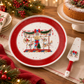 Set Torta Natalizio con Piatto in Ceramica Ø32 cm e Paletta Dolce La Giostra di Amelie – Fantasia Carosello di Natale