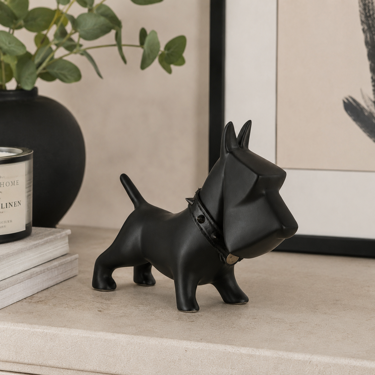 Decorazione Cane Nero in Ceramica
