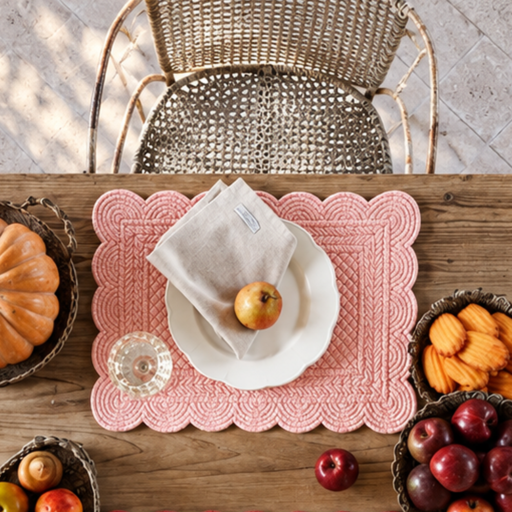 Tovaglietta Americana Rettangolare Rosa in Cotone 35 x 50 cm - Collezione Carmen