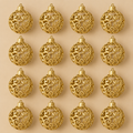 Set 16 Palline di Natale Barocche in PVC Oro Glitterato con Decorazioni Traforate – Ø 6 cm