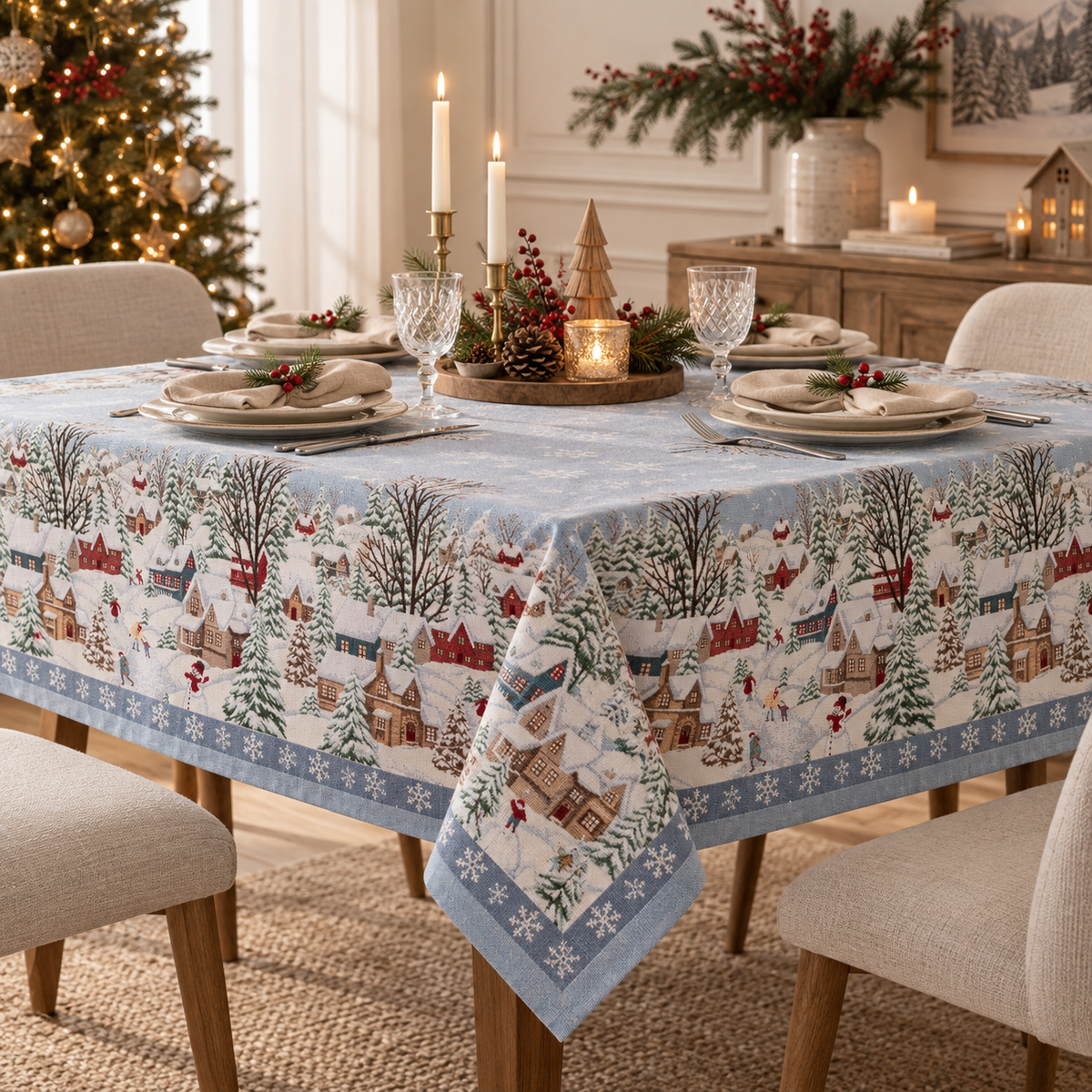 Tovaglia centrotavola gobelin 140x140cm collezione Borgo alpino