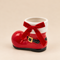 Stivale di Babbo Natale Decorativo in Ceramica Rossa con Fiocco in Velluto 16 x 8 x H13 cm