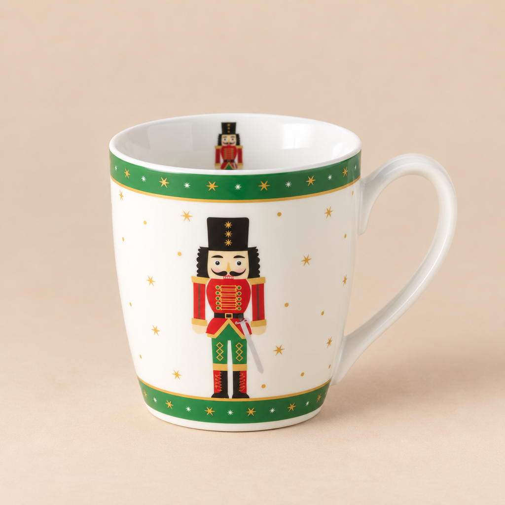Tazza in Ceramica Natalizia con Schiaccianoci Andrew verde