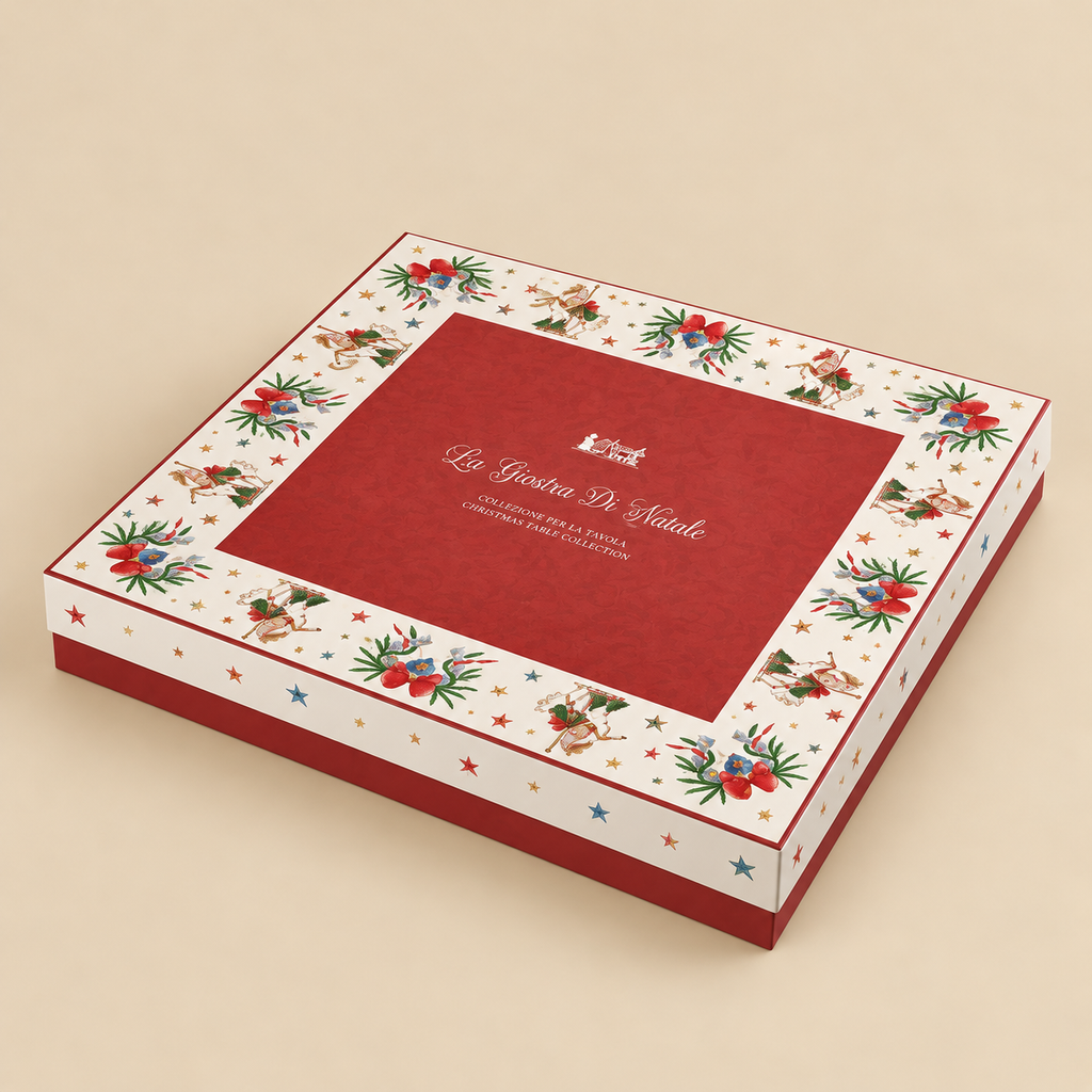 Set Torta Natalizio con Piatto in Ceramica Ø32 cm e Paletta Dolce La Giostra di Amelie – Fantasia Carosello di Natale