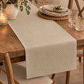 Runner da Tavola Angelica Lovely in Cotone Beige Tortora con Pois Bianchi – 50x120 cm