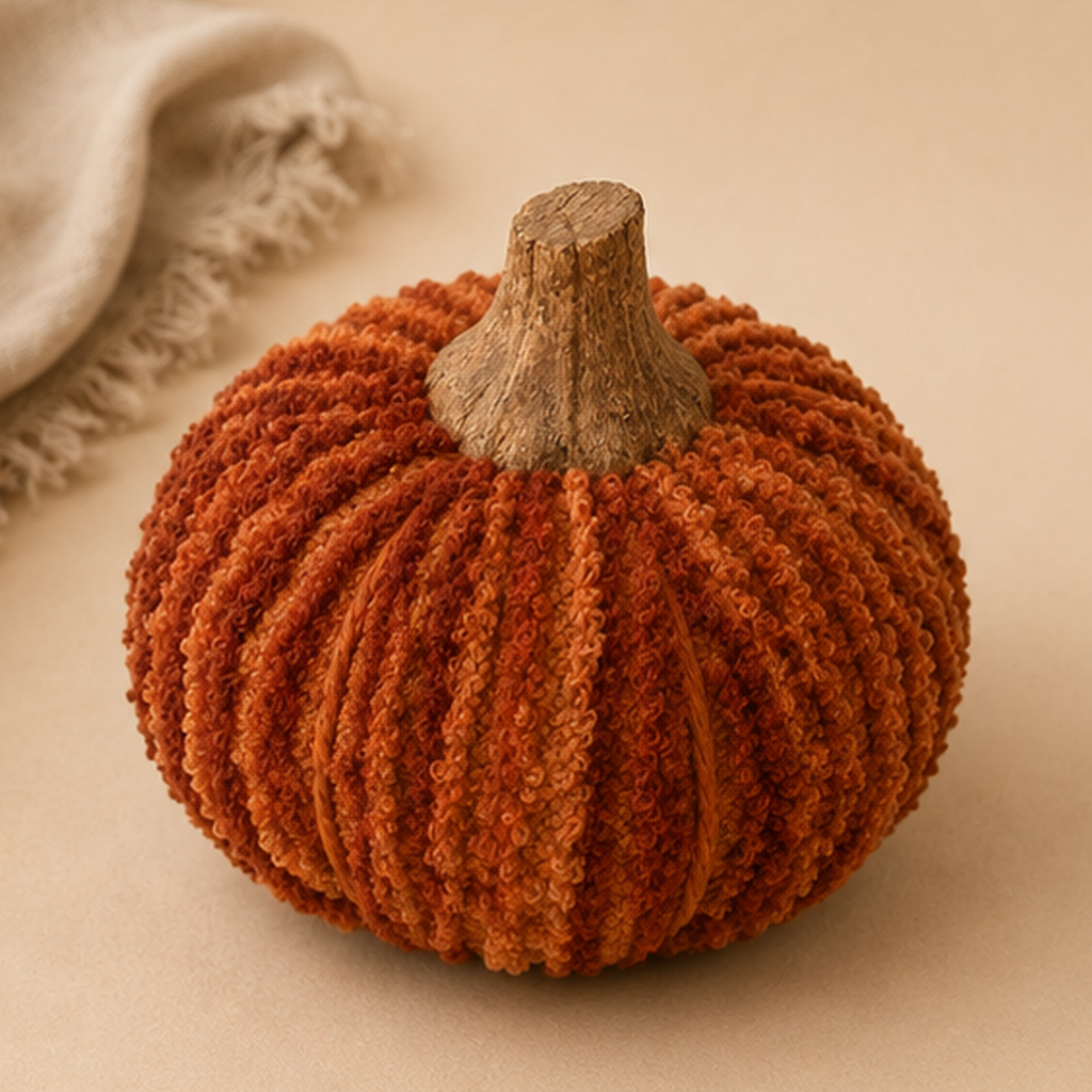 Zucca Decorativa in Tessuto – Ø 9 x H 8 cm