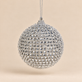 Sfera di Natale Gioiello Argento con Strass Ø 10 cm in PVC