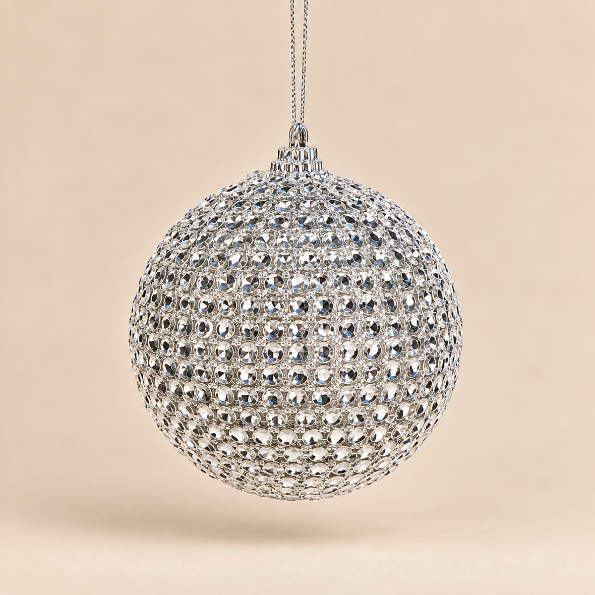 Sfera di Natale Gioiello Argento con Strass Ø 10 cm in PVC