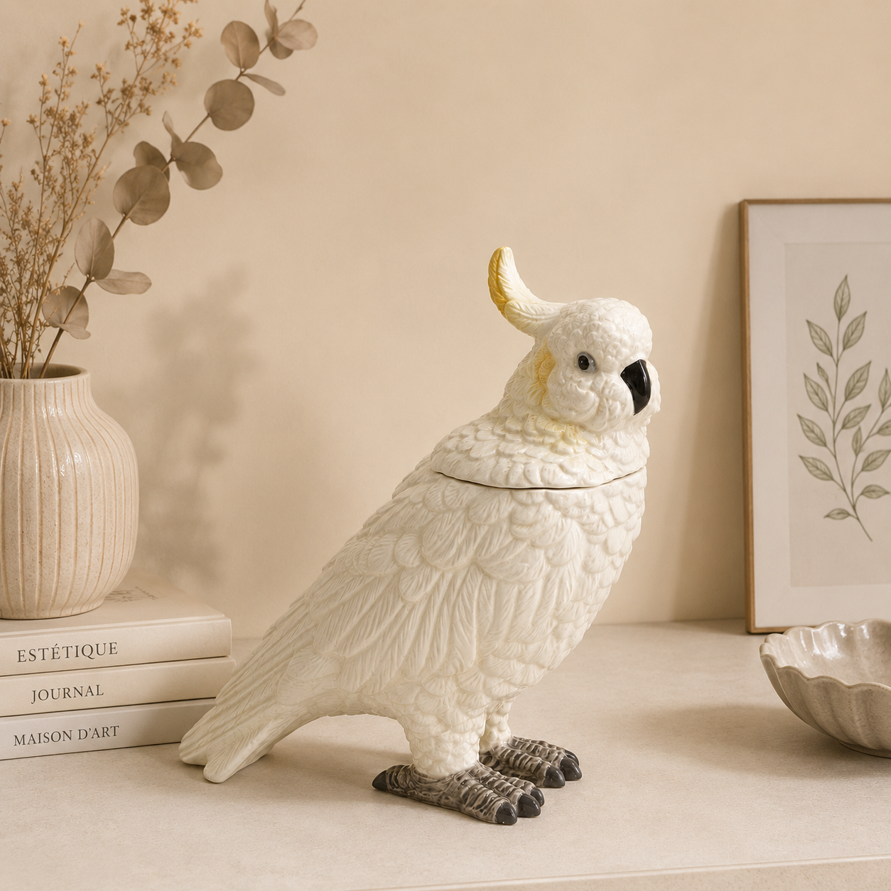 Contenitore Pappagallo in Ceramica con Coperchio – H 23 cm