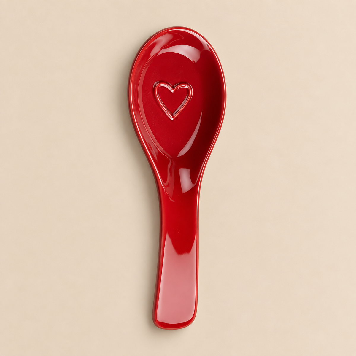 Poggiamestolo Rosso in Ceramica con Cuore 9,5 x 25 cm