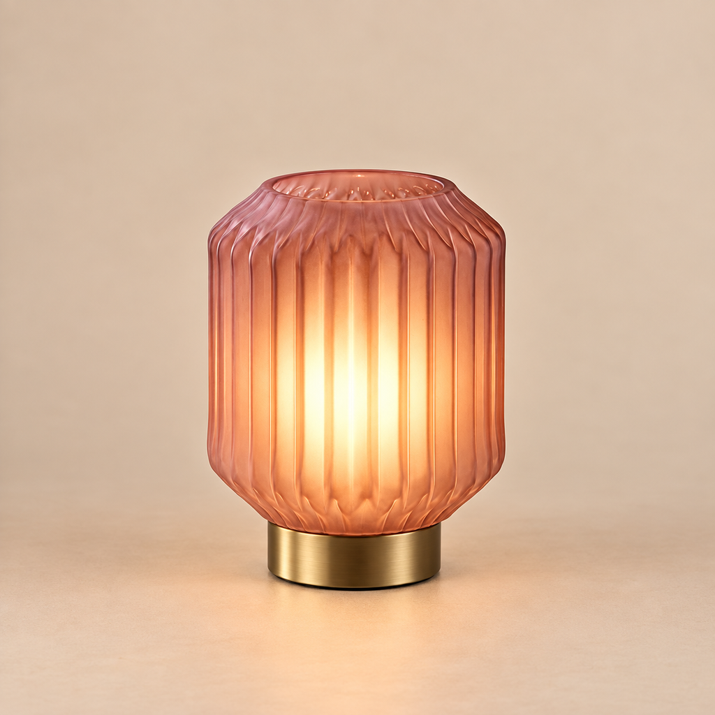 Lampada da Tavolo Bright Lamp Rosa Chiaro Ø 13 x H 17 cm – Vetro Modellato a Man