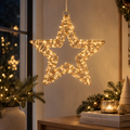 Stella Luminosa Natalizia 3D Ø 35 cm con 800 MicroLED Bianco Caldo e Flash Bianco Freddo – Effetto Diamond – Interno