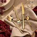 Servizio Posate 24 Pezzi in Acciaio Inossidabile Oro Lucido – Set Tavola Elegante per 6 Persone