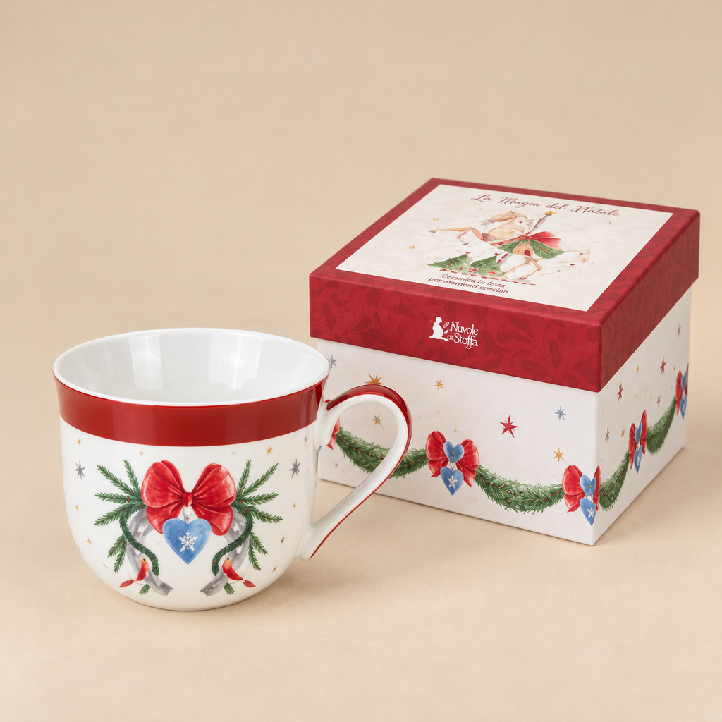 Tazza Natalizia La Giostra di Amelia con Fiocco Rosso