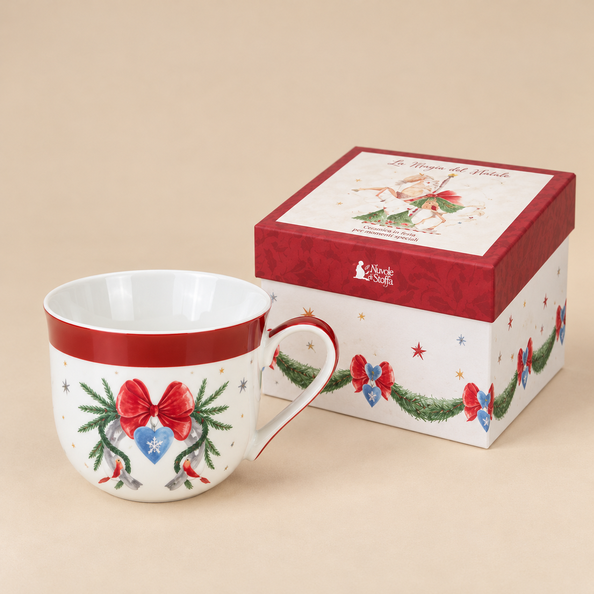 Tazza Natalizia La Giostra di Amelia con Fiocco Rosso
