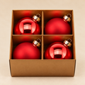 Set 4 Sfere di Natale in Vetro Rosso Lucido e Opaco – Ø 10 cm