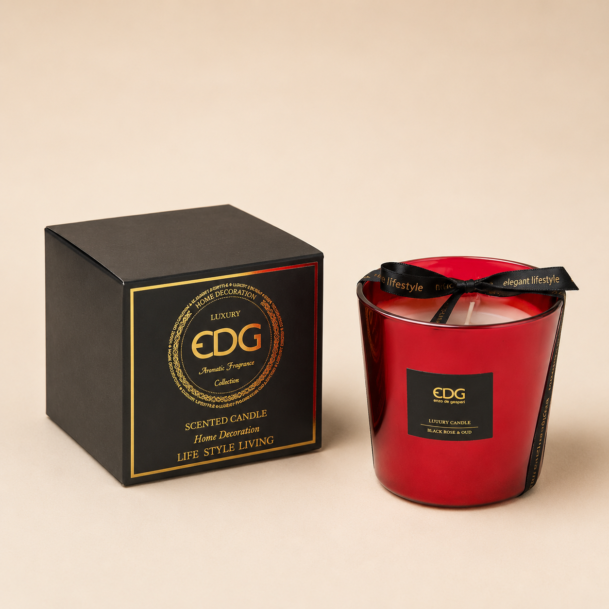 Candela Profumata in Vaso di Vetro Effetto Specchio – Rossa