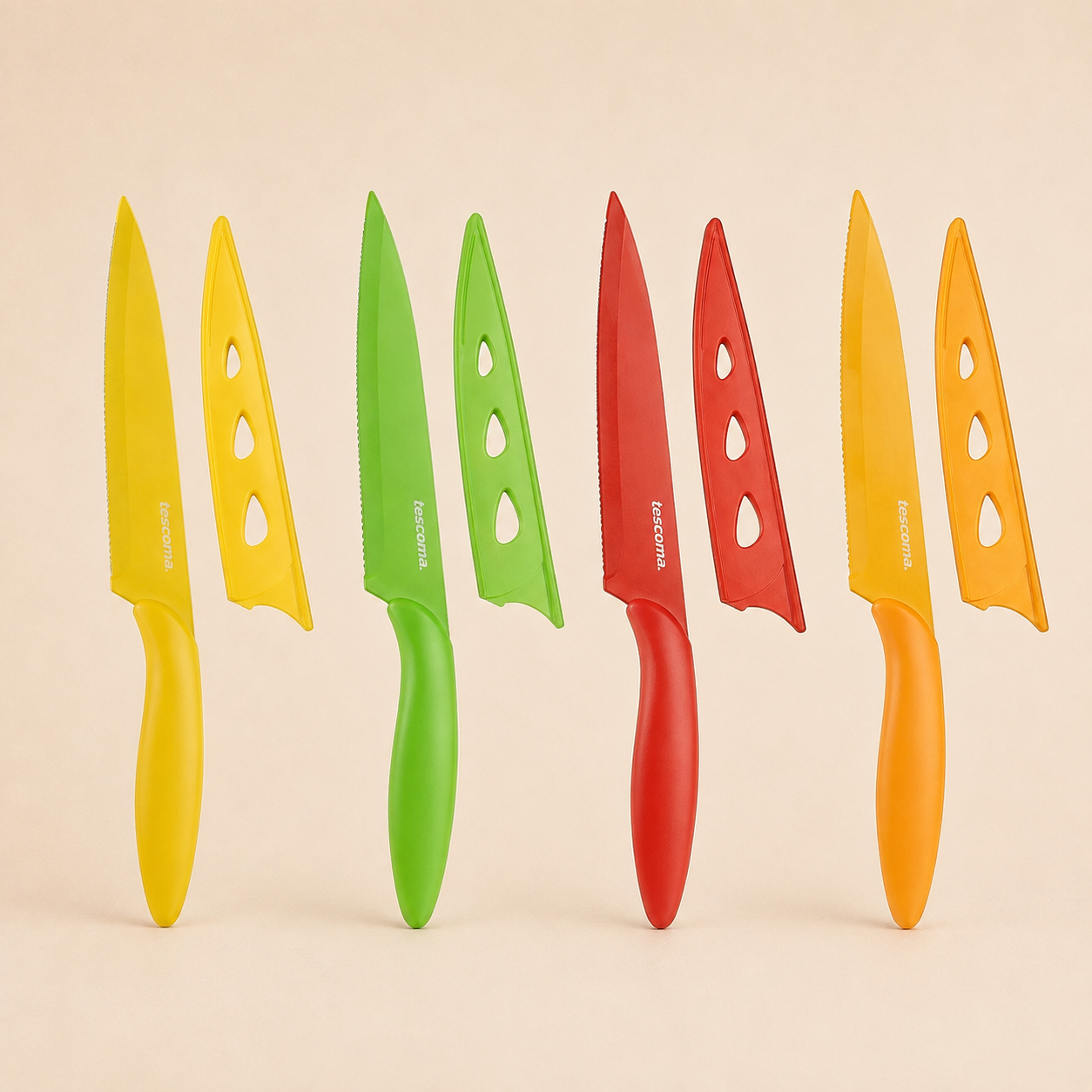 Coltello Cuoco con Custodia Protettiva – Lama 13 cm – Colori Assortiti