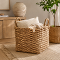 Cesto Quadrato in Giacinto d’Acqua con Manici – 38 x 38 x H 35 cm