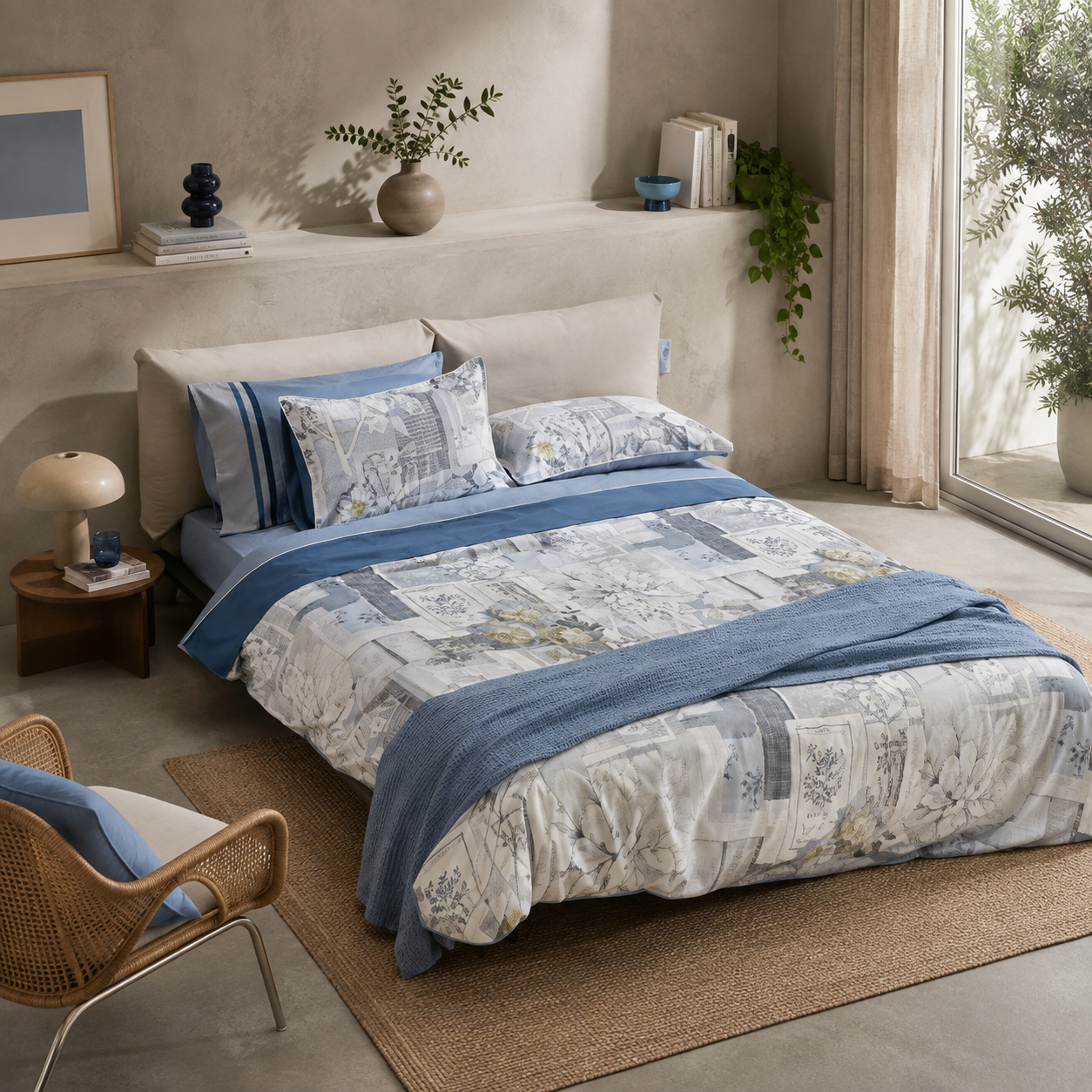 Completo Letto Matrimoniale Divina – Raso e Percalle di Puro Cotone – Carta da Zucchero