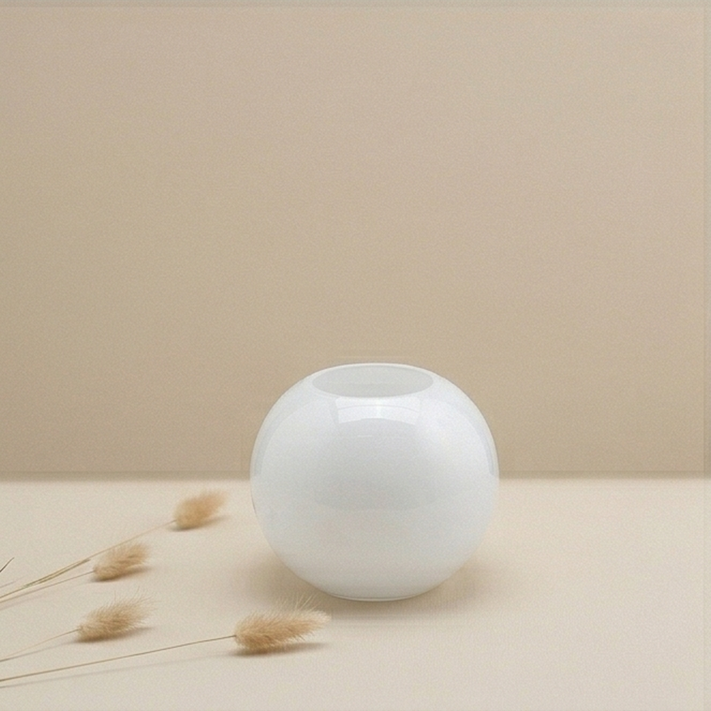Vaso sfera molato bianco h.16