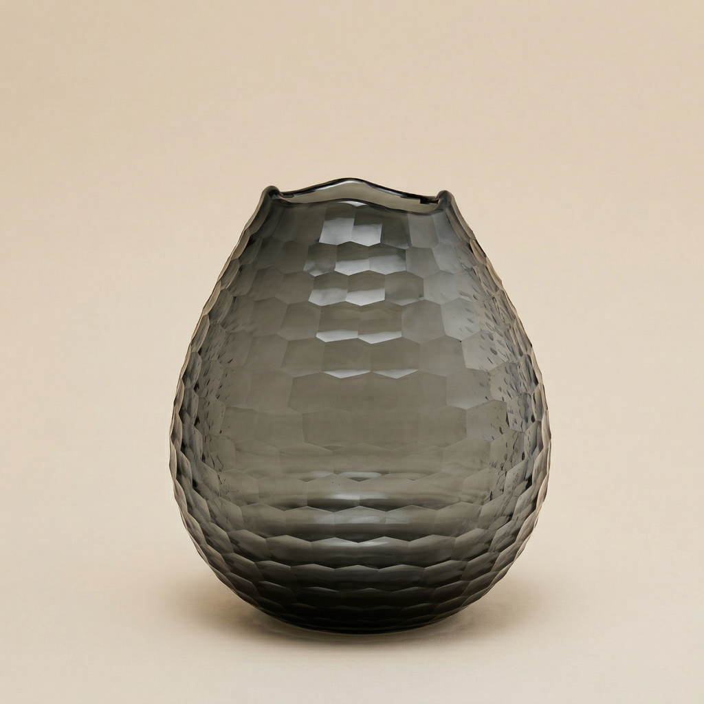 Vaso bombato esagoni fumè h.23