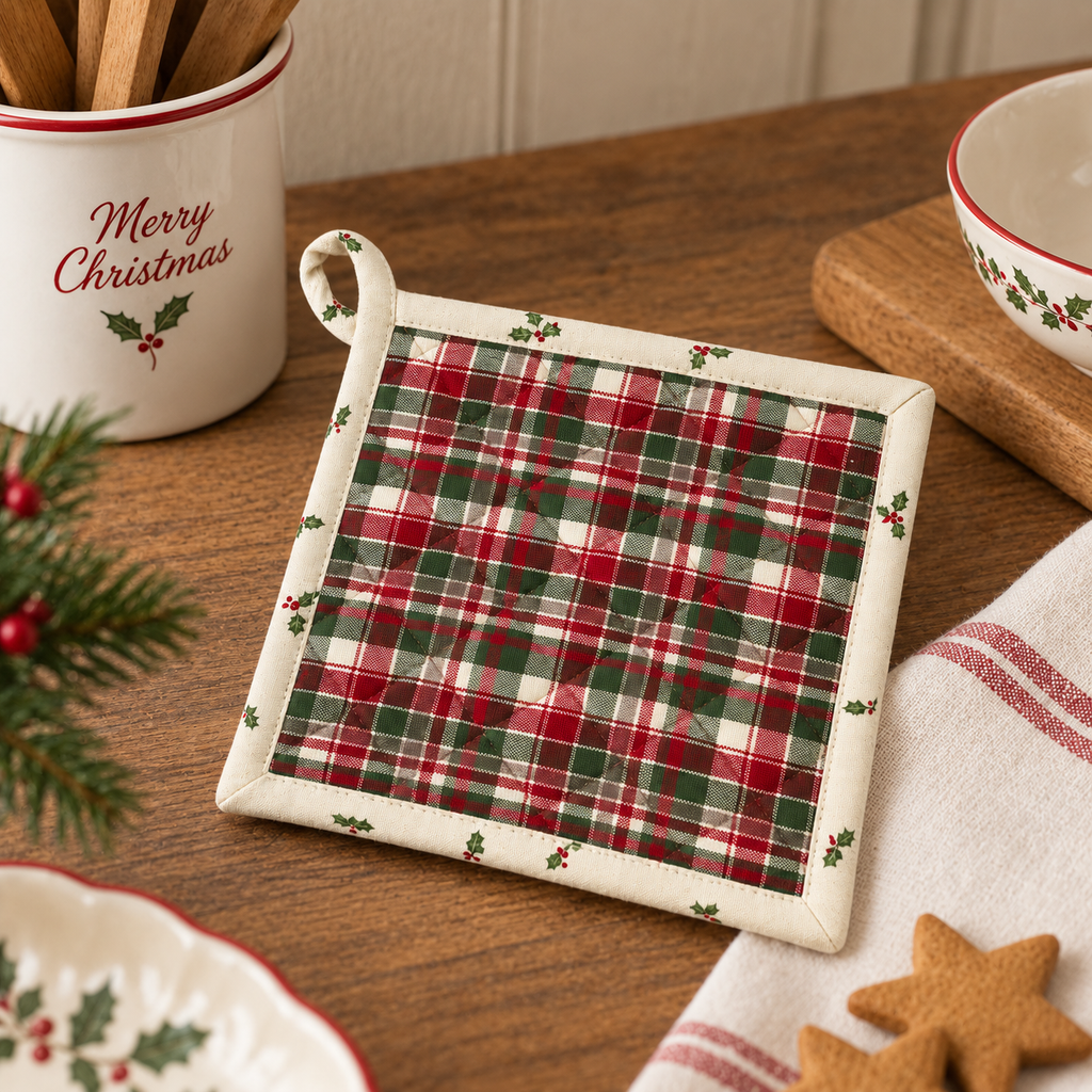 Presina Natalizia Christmas Time in Cotone 20 x 20 cm