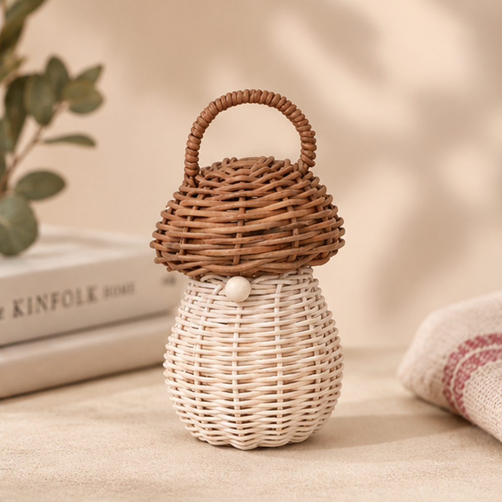 Casetta Fungo in Rattan Naturale Small 11 cm