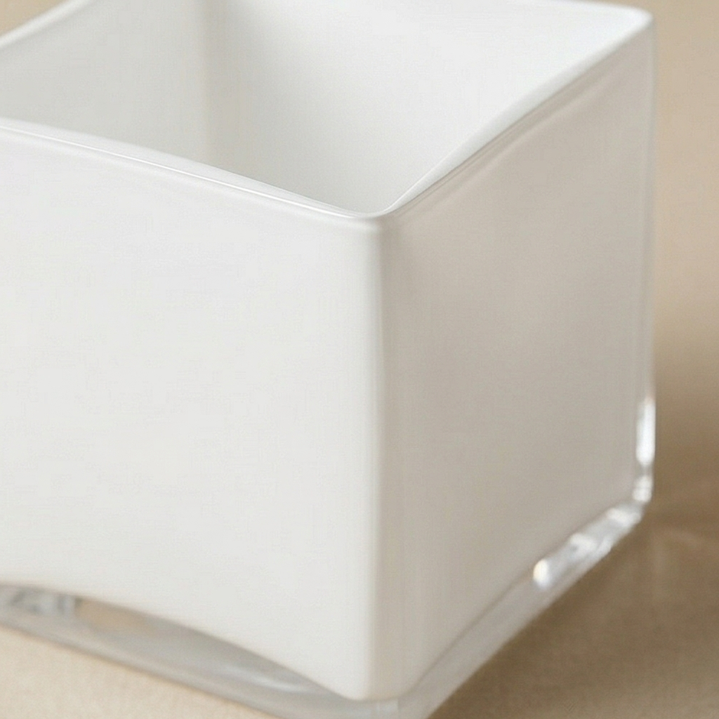 Vaso quadrato basso bianco h.15cm