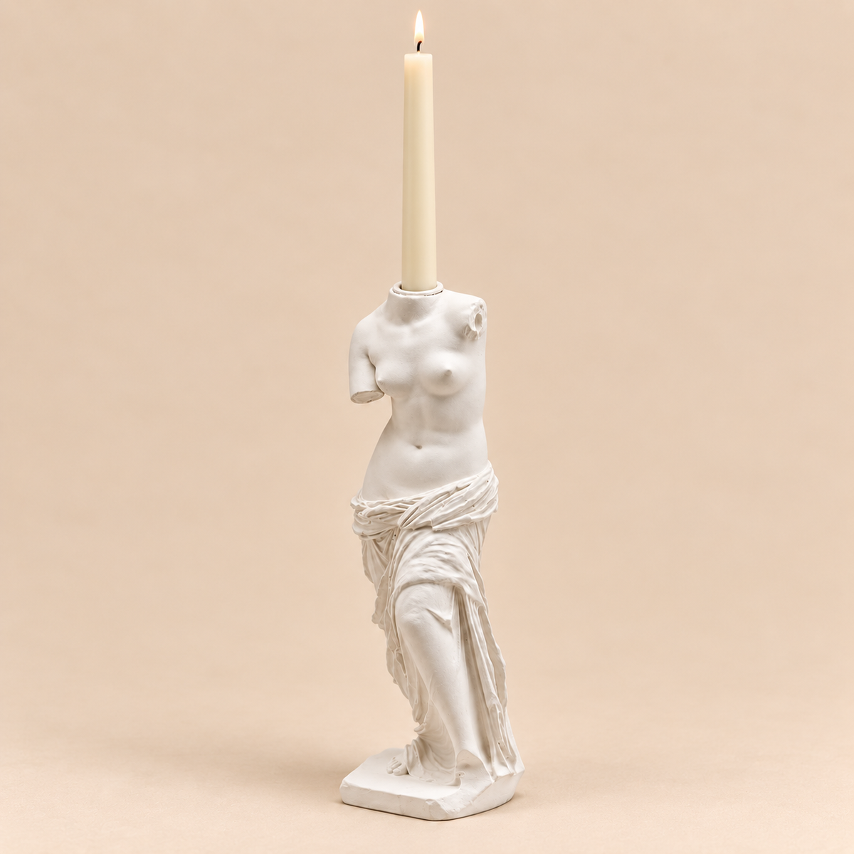 Portacandela Venere Bianco in Poliresina H32 cm