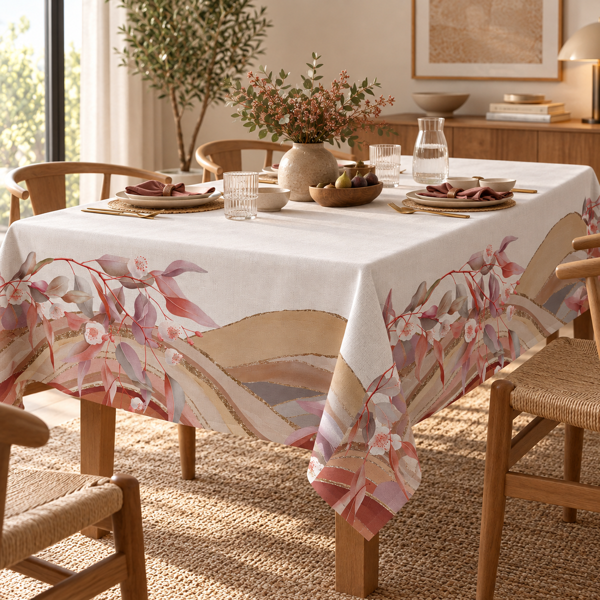 Tovaglia Rettangolare DUNE Collezione RADICI Antimacchia e No Stiro Avorio 155 x 220 cm