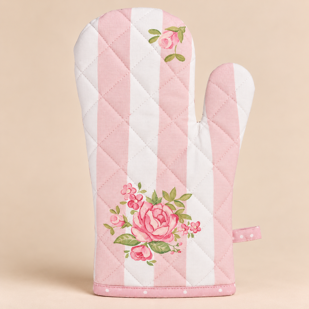 Guanto da Forno Sweet Roses in Cotone 18 x 30 cm
