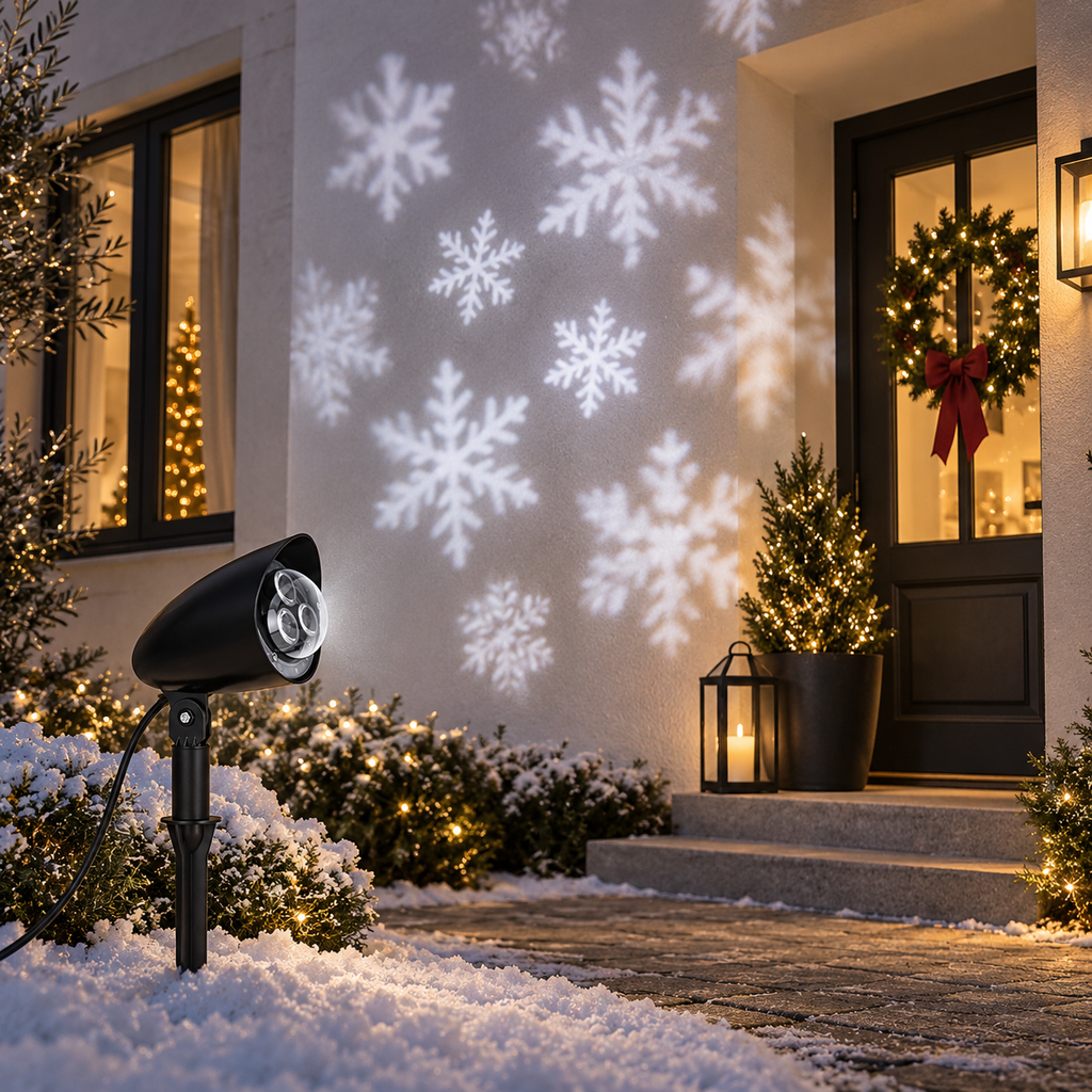 Proiettore Luminoso Fiocchi di Neve Bianchi Motion per Interno ed Esterno