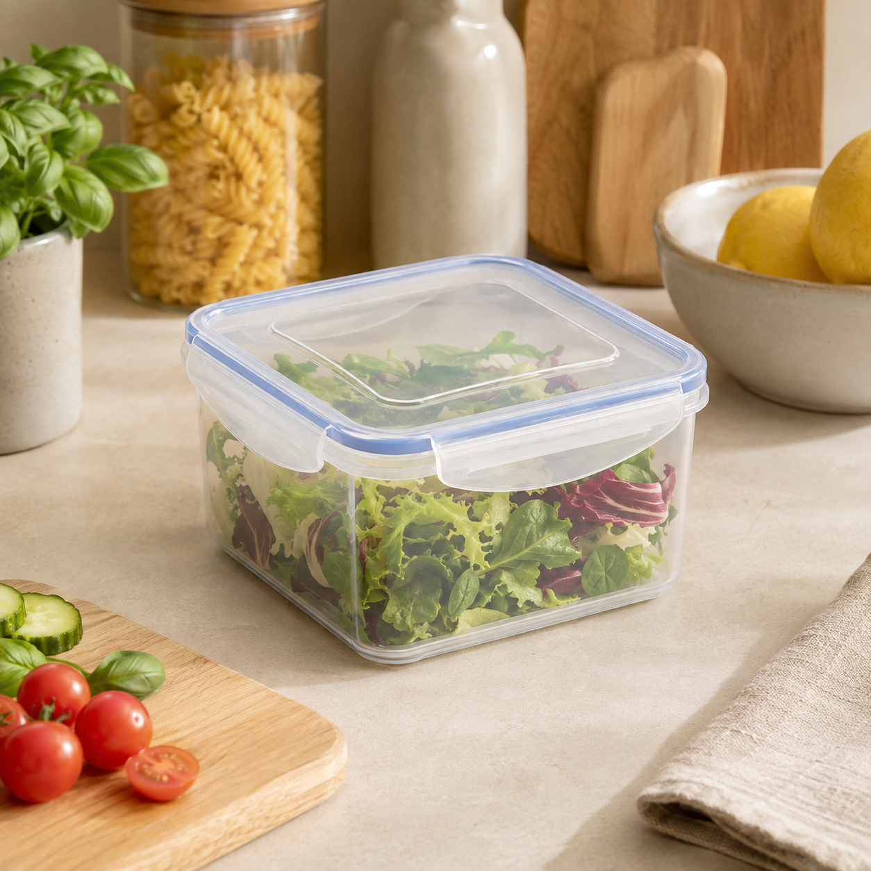 Contenitore Ermetico Quadrato Fresh Box Trasparente – 0,70 L