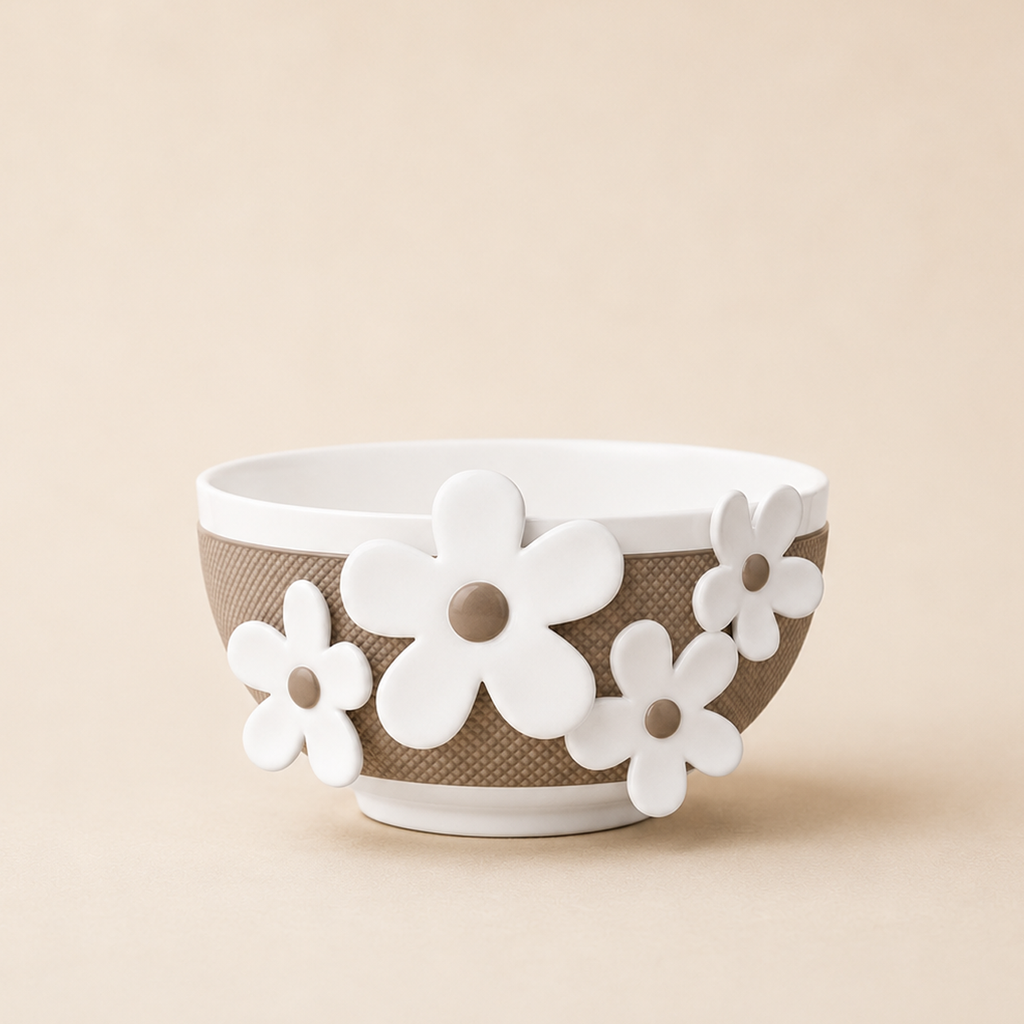 Ciotola Flower Glam tortora/bianco