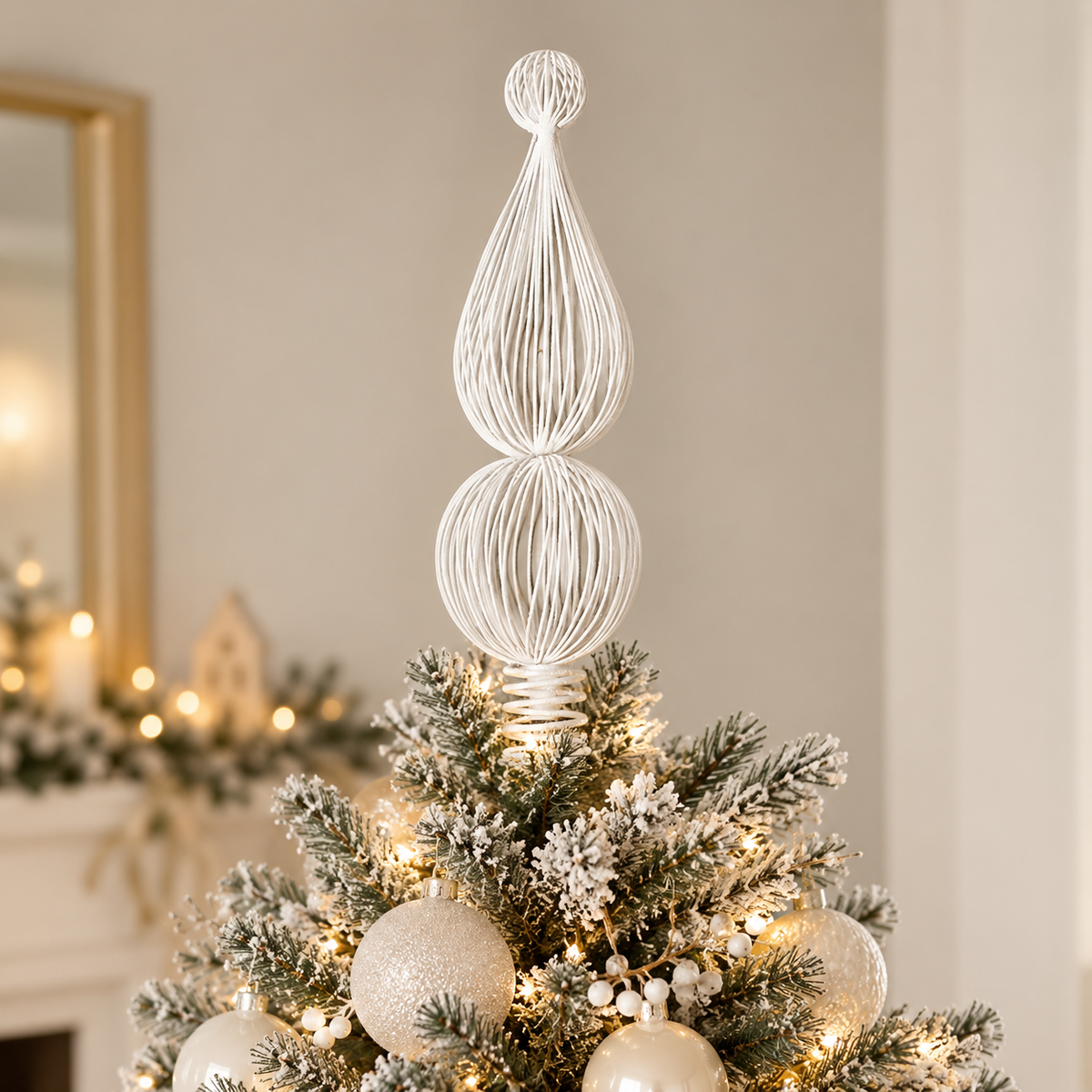 Puntale per Albero di Natale Bianco Ø 11 x H 40 cm