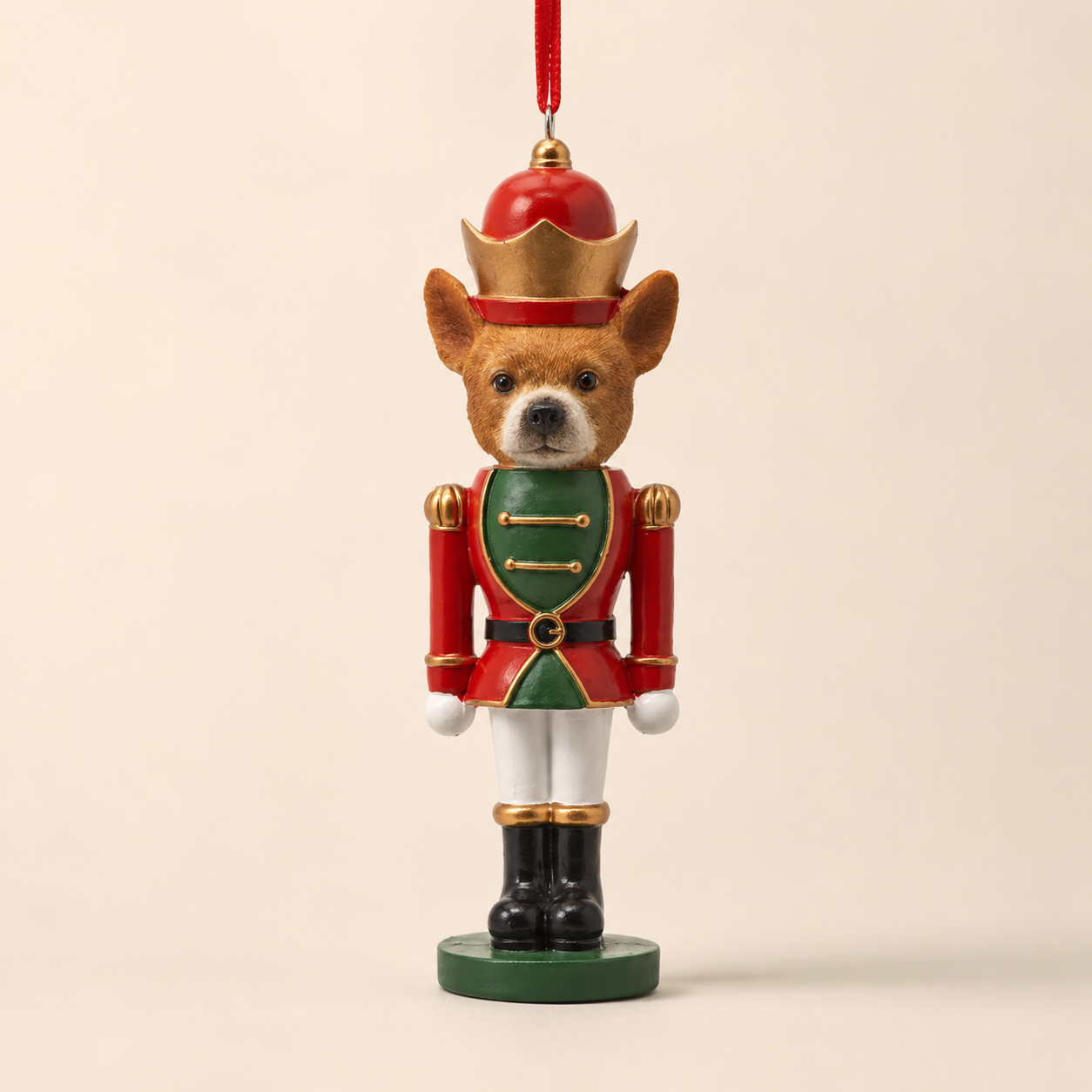 Decorazione Albero Cane Soldatino in Poliresina Welsh Corgi Pembroke