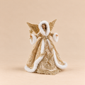 Angelo Natalizio Decorativo EDG Bianco e Oro con Ali Glitterate e Abito Ricamato 28 cm