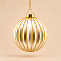 Sfera di Natale Champagne Perlato con Scanalature Verticali e Glitter Oro – Ø 10 cm