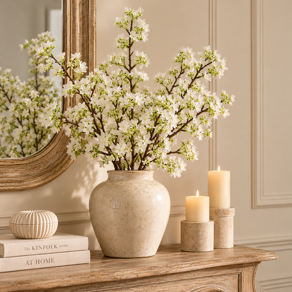 Ramo PRUNUS CHIC EDG Enzo De Gasperi Bianco Artificiale Fiorito – H 80 cm