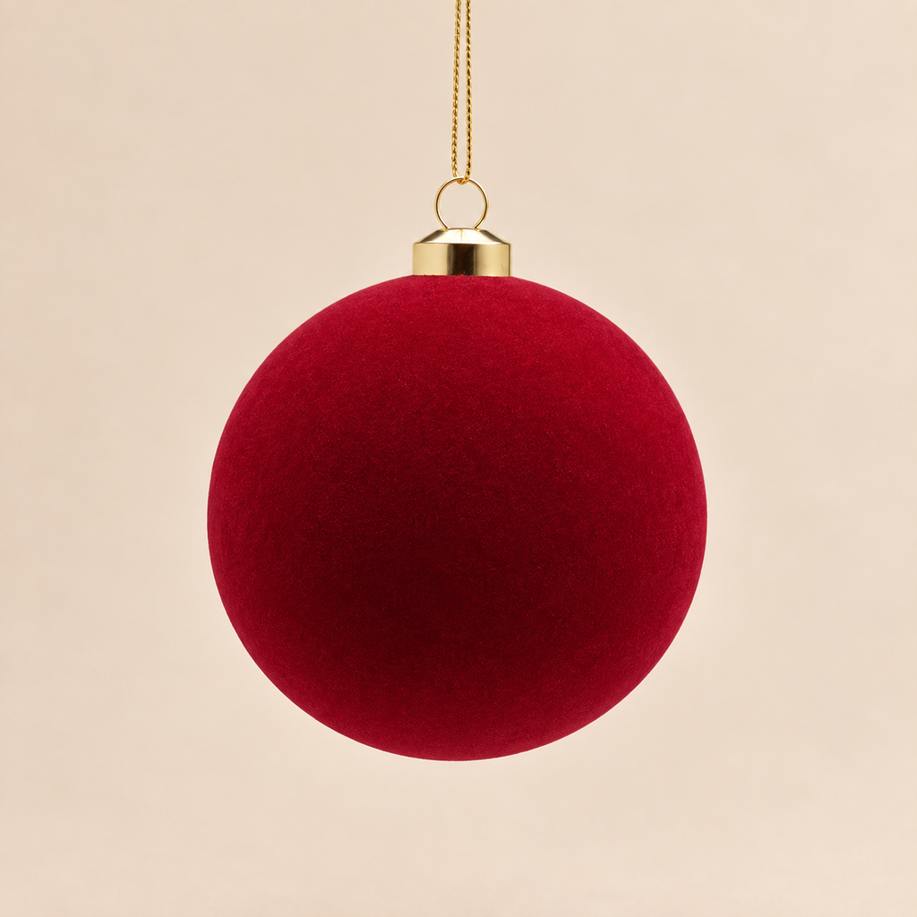 Set 4 Palline di Natale in Velluto Bordeaux Ø 12 cm