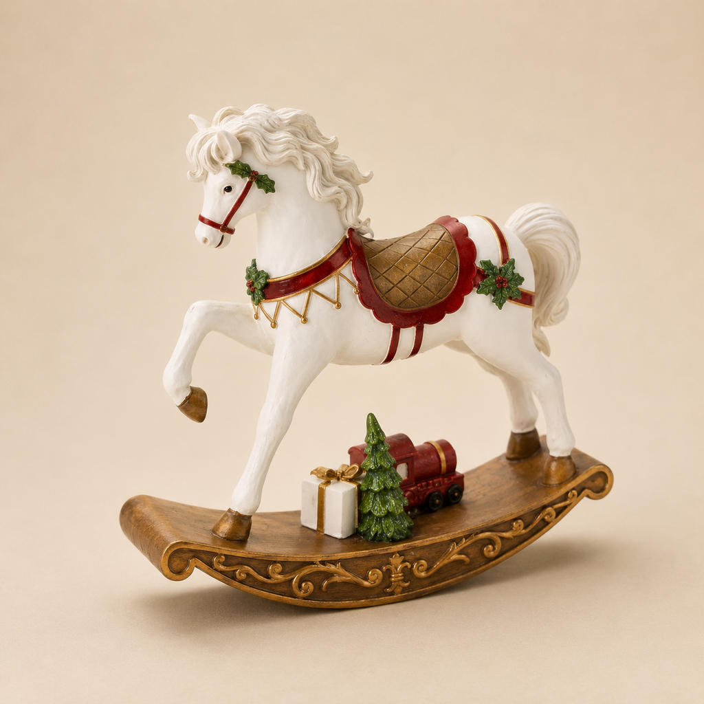 Cavallo a Dondolo Decorativo “La Giostra di Amelie” in Resina – 29 x 7 x H 30 cm