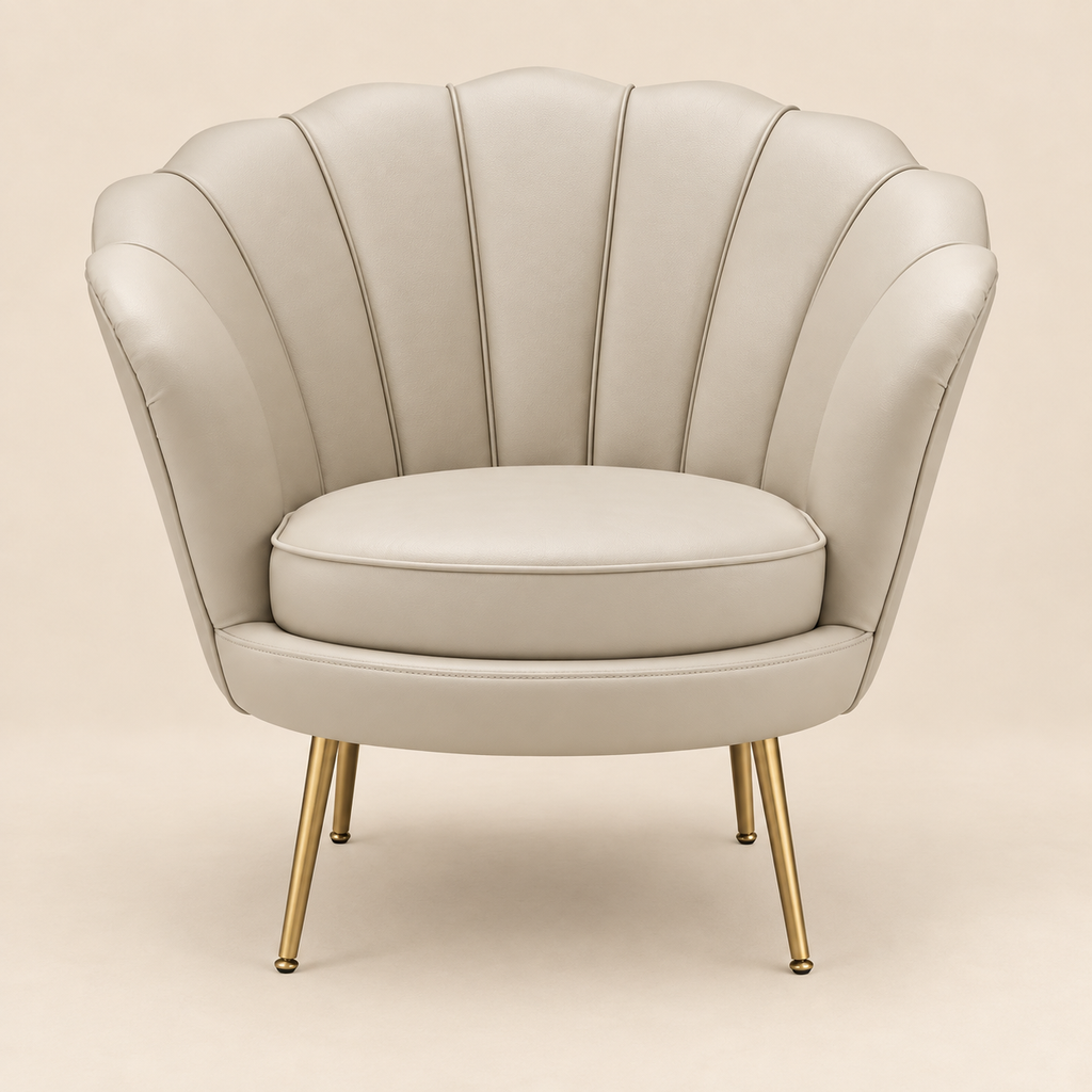 Poltrona Perry Avorio con Gambe Oro 96,5 x 87 x H90 cm - EDG