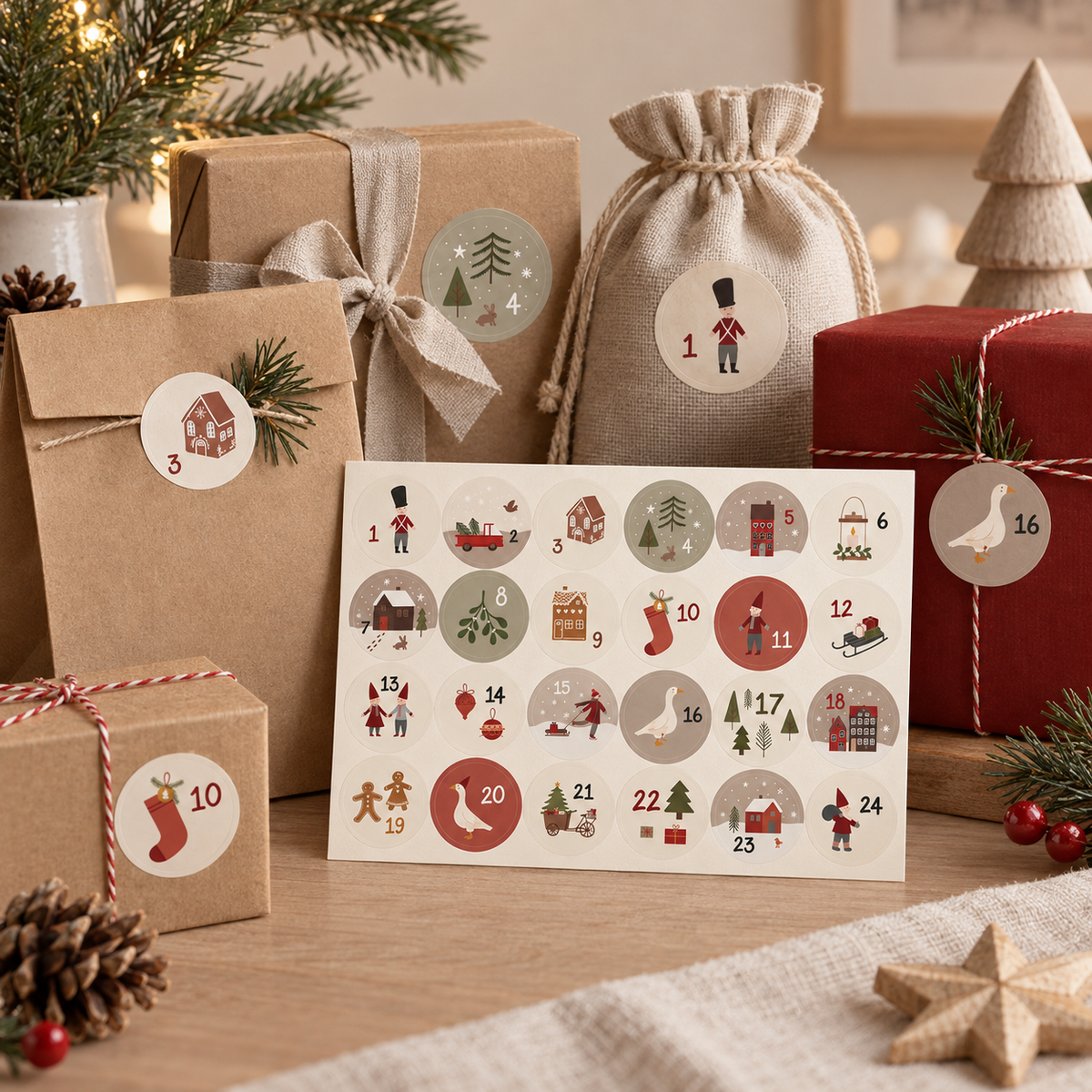 Set 24 sticker calendario avvento