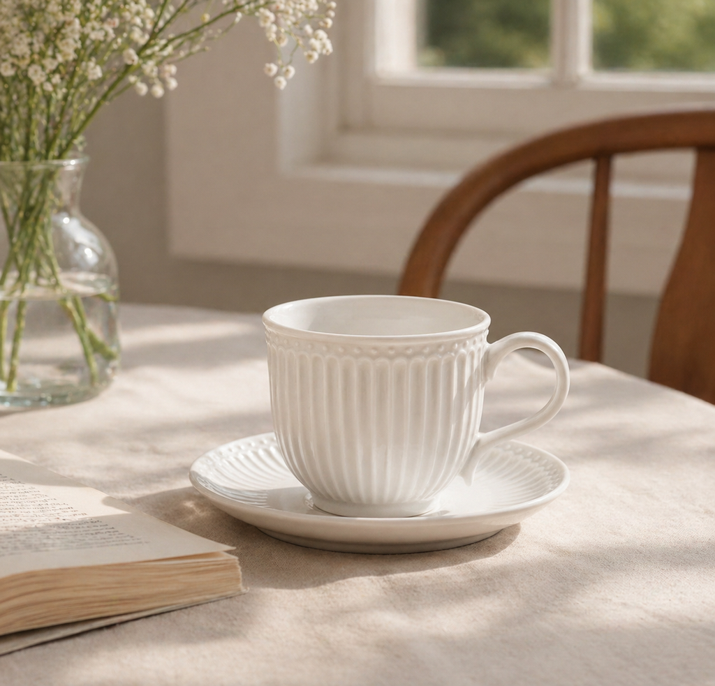 Tazza con piattino Alice bianca
