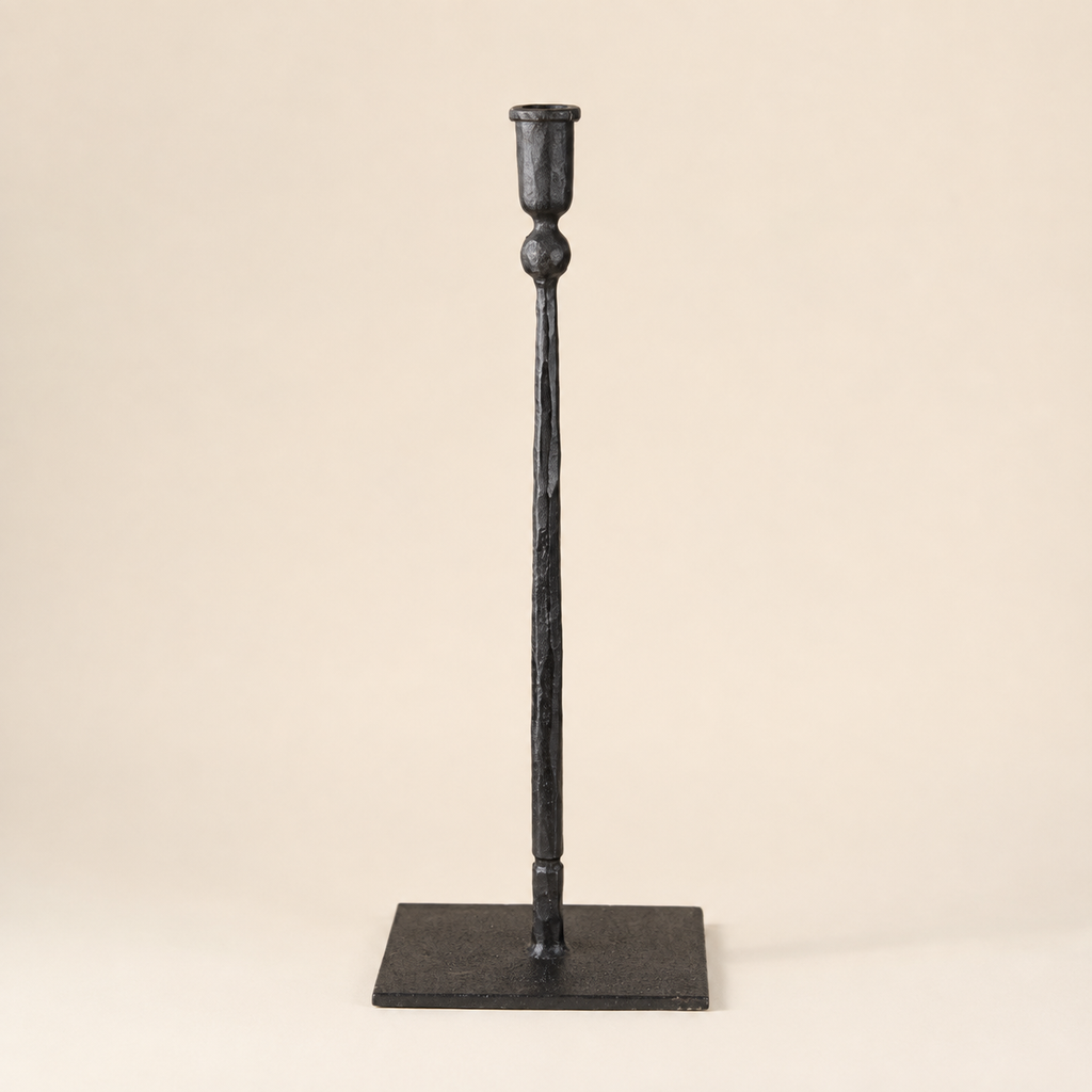Candeliere Nero in Ferro Stile Industriale h.49cm