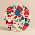Sottopentola Natalizio Rotondo in Ceramica e Sughero con Schiaccianoci, Calze e Merry Christmas – Ø 20 cm