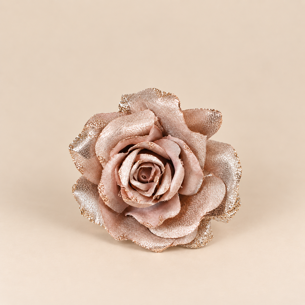 Rosa con Clip Cipria Antico con Glitter Ø15 cm