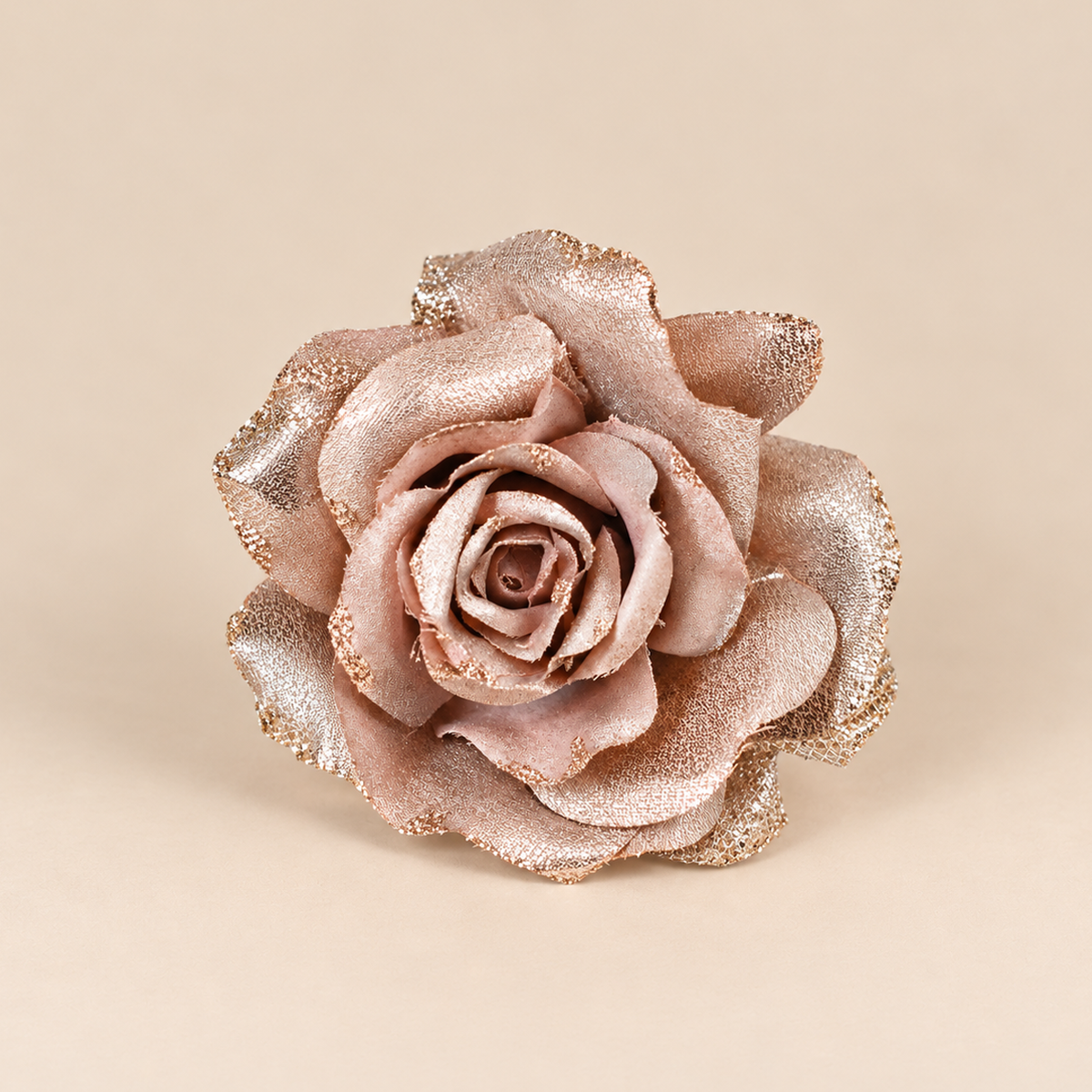 Rosa con Clip Cipria Antico con Glitter Ø18 cm